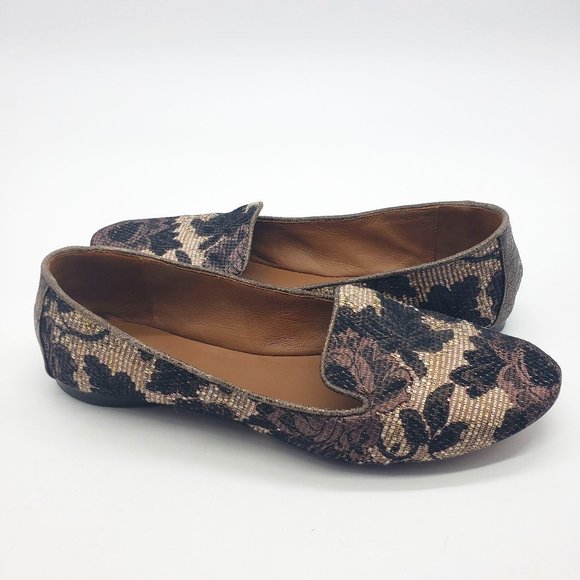 Donald J. Pliner Shoes - Donald J. Pliner Denda women US 11 tapestry flat leather sole brown tan gold